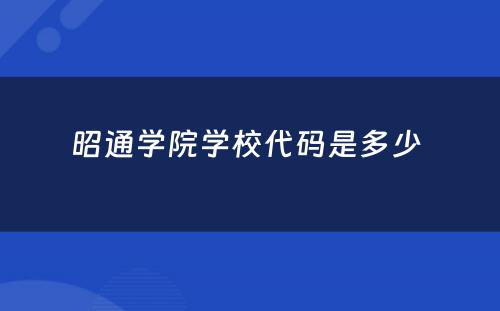 昭通学院学校代码是多少 