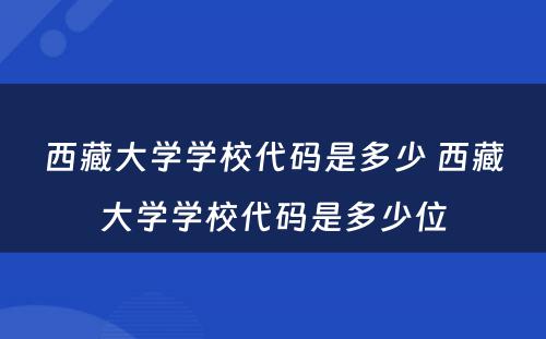 西藏大学学校代码是多少 西藏大学学校代码是多少位
