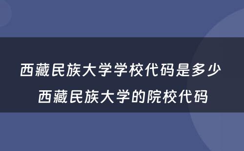 西藏民族大学学校代码是多少 西藏民族大学的院校代码