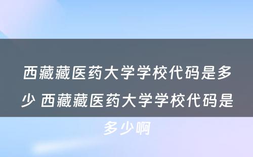 西藏藏医药大学学校代码是多少 西藏藏医药大学学校代码是多少啊