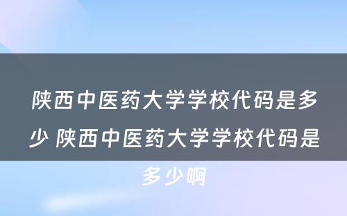 陕西中医药大学学校代码是多少 陕西中医药大学学校代码是多少啊
