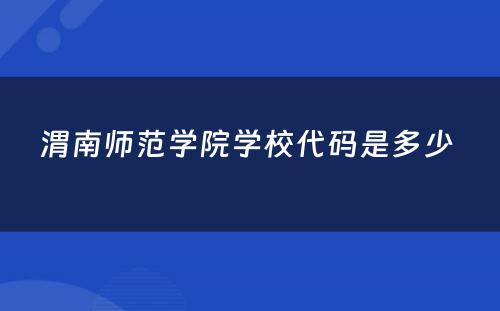 渭南师范学院学校代码是多少 