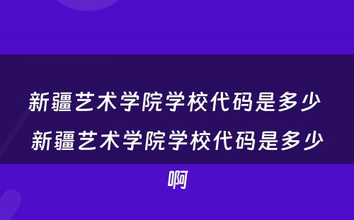 新疆艺术学院学校代码是多少 新疆艺术学院学校代码是多少啊