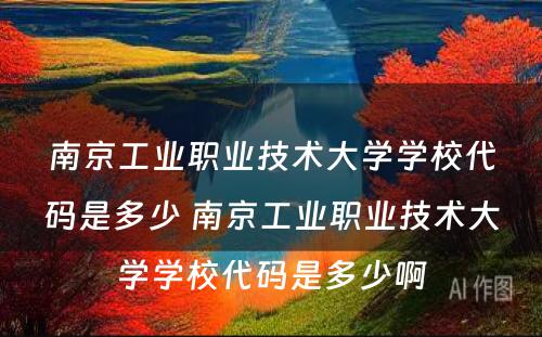 南京工业职业技术大学学校代码是多少 南京工业职业技术大学学校代码是多少啊