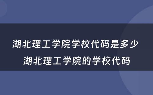 湖北理工学院学校代码是多少 湖北理工学院的学校代码