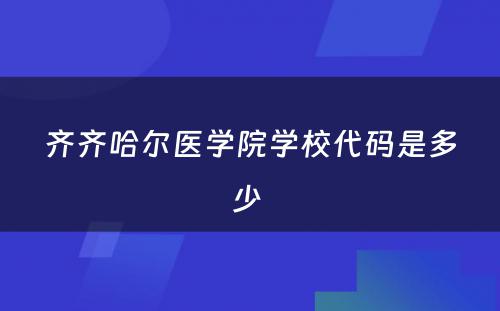 齐齐哈尔医学院学校代码是多少 