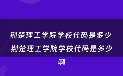 荆楚理工学院学校代码是多少 荆楚理工学院学校代码是多少啊