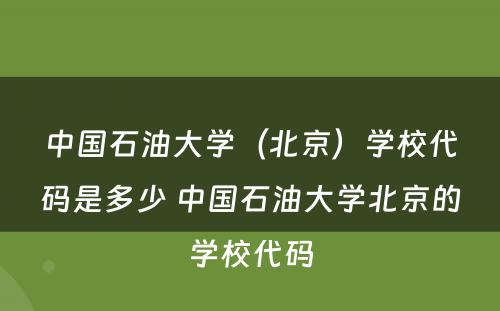 中国石油大学（北京）学校代码是多少 中国石油大学北京的学校代码