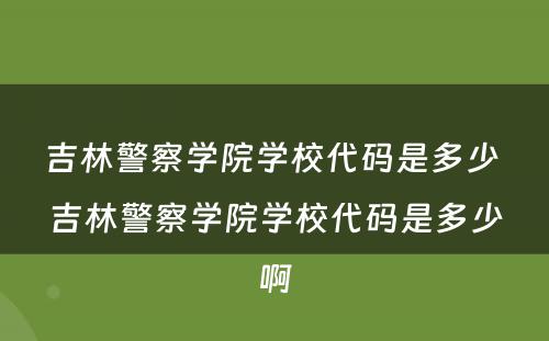 吉林警察学院学校代码是多少 吉林警察学院学校代码是多少啊