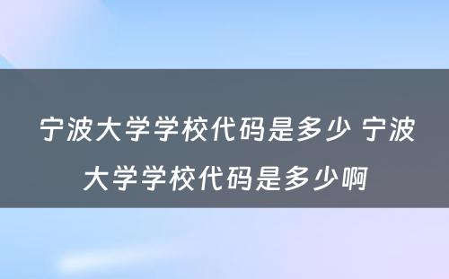 宁波大学学校代码是多少 宁波大学学校代码是多少啊
