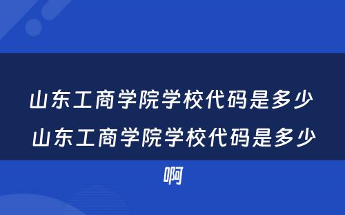 山东工商学院学校代码是多少 山东工商学院学校代码是多少啊