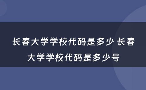 长春大学学校代码是多少 长春大学学校代码是多少号
