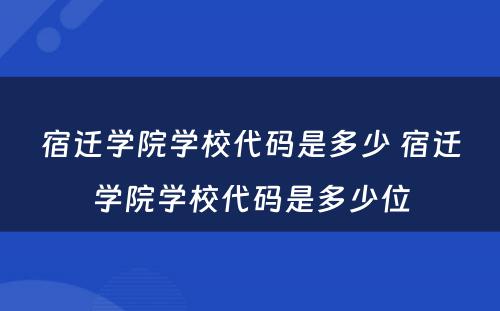宿迁学院学校代码是多少 宿迁学院学校代码是多少位