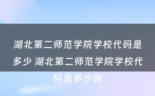 湖北第二师范学院学校代码是多少 湖北第二师范学院学校代码是多少啊