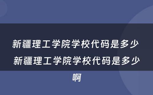新疆理工学院学校代码是多少 新疆理工学院学校代码是多少啊