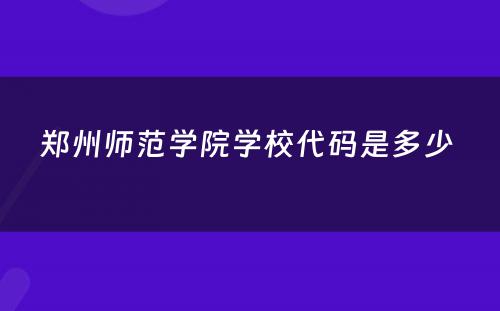 郑州师范学院学校代码是多少 