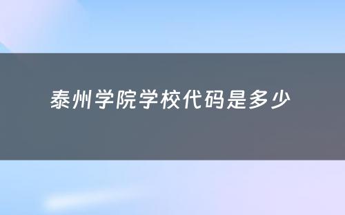 泰州学院学校代码是多少 