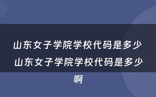 山东女子学院学校代码是多少 山东女子学院学校代码是多少啊