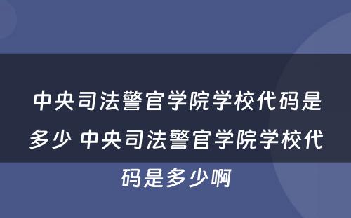 中央司法警官学院学校代码是多少 中央司法警官学院学校代码是多少啊