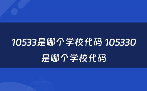 10533是哪个学校代码 105330是哪个学校代码