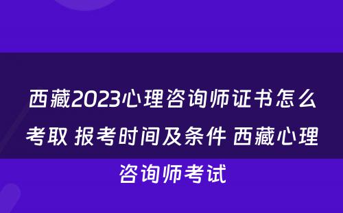 西藏2023心理咨询师证书怎么考取 报考时间及条件 西藏心理咨询师考试