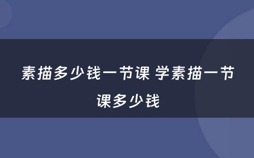 素描多少钱一节课 学素描一节课多少钱