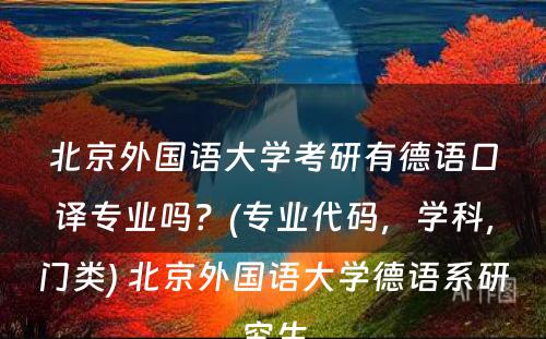 北京外国语大学考研有德语口译专业吗？(专业代码，学科，门类) 北京外国语大学德语系研究生