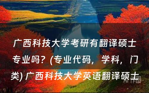 广西科技大学考研有翻译硕士专业吗？(专业代码，学科，门类) 广西科技大学英语翻译硕士