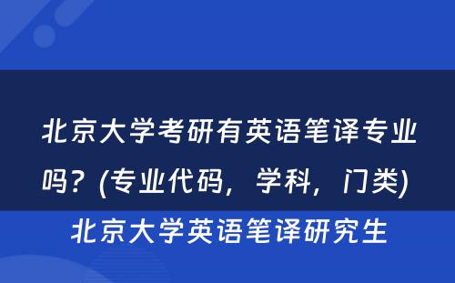 北京大学考研有英语笔译专业吗？(专业代码，学科，门类) 北京大学英语笔译研究生