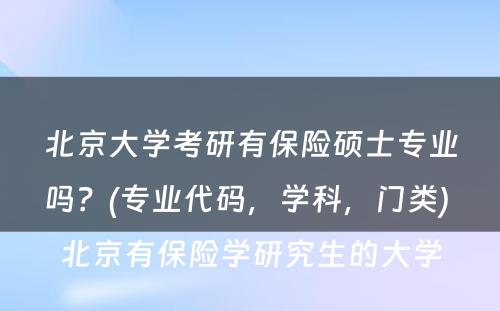 北京大学考研有保险硕士专业吗？(专业代码，学科，门类) 北京有保险学研究生的大学