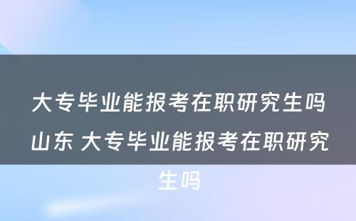 大专毕业能报考在职研究生吗山东 大专毕业能报考在职研究生吗