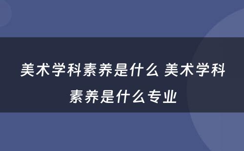 美术学科素养是什么 美术学科素养是什么专业