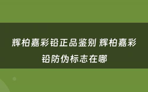 辉柏嘉彩铅正品鉴别 辉柏嘉彩铅防伪标志在哪