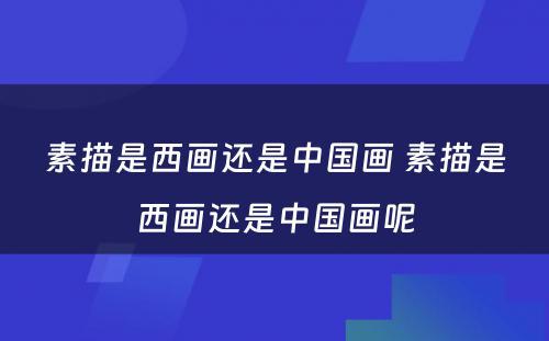 素描是西画还是中国画 素描是西画还是中国画呢