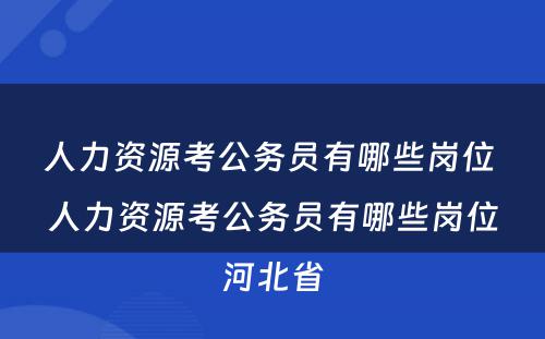 人力资源考公务员有哪些岗位 人力资源考公务员有哪些岗位河北省