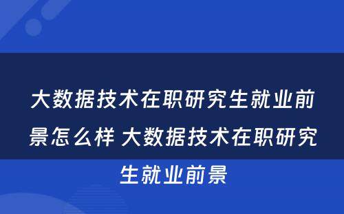 大数据技术在职研究生就业前景怎么样 大数据技术在职研究生就业前景