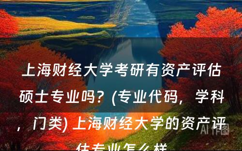 上海财经大学考研有资产评估硕士专业吗？(专业代码，学科，门类) 上海财经大学的资产评估专业怎么样