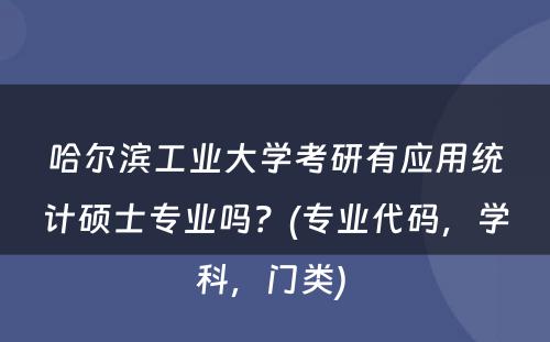 哈尔滨工业大学考研有应用统计硕士专业吗？(专业代码，学科，门类) 