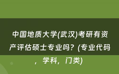 中国地质大学(武汉)考研有资产评估硕士专业吗？(专业代码，学科，门类) 