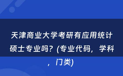 天津商业大学考研有应用统计硕士专业吗？(专业代码，学科，门类) 