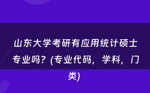山东大学考研有应用统计硕士专业吗？(专业代码，学科，门类) 