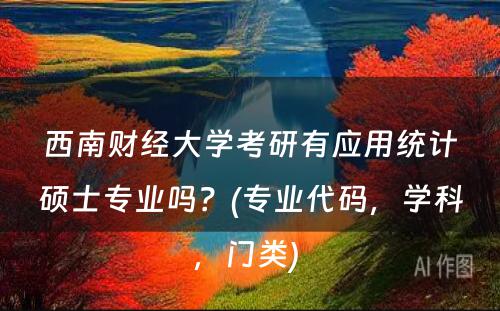 西南财经大学考研有应用统计硕士专业吗？(专业代码，学科，门类) 