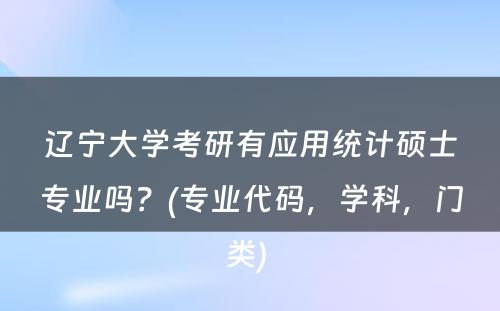 辽宁大学考研有应用统计硕士专业吗？(专业代码，学科，门类) 