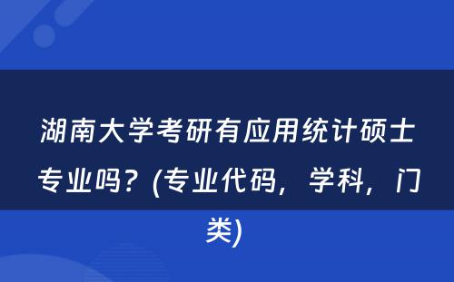 湖南大学考研有应用统计硕士专业吗？(专业代码，学科，门类) 