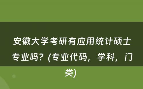 安徽大学考研有应用统计硕士专业吗？(专业代码，学科，门类) 