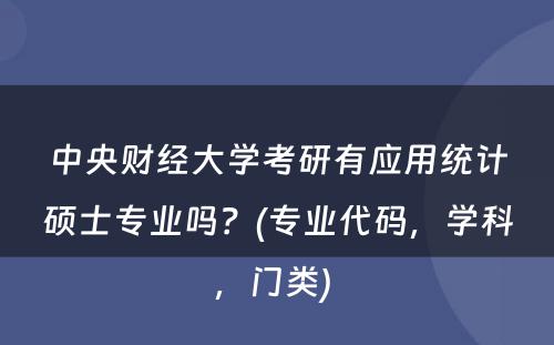 中央财经大学考研有应用统计硕士专业吗？(专业代码，学科，门类) 