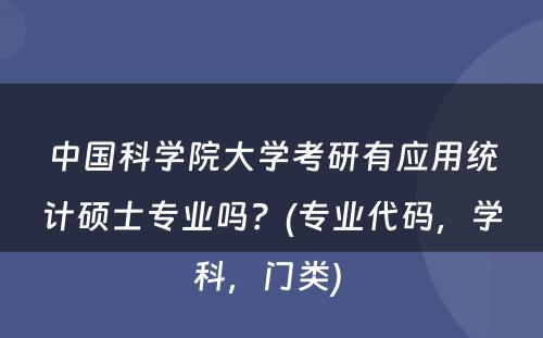 中国科学院大学考研有应用统计硕士专业吗？(专业代码，学科，门类) 