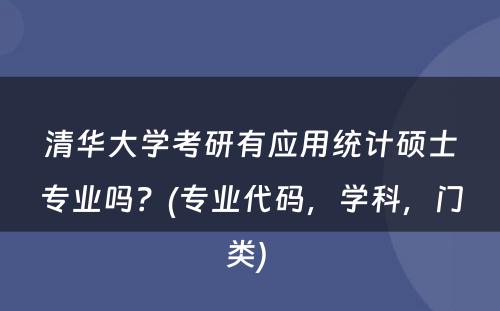 清华大学考研有应用统计硕士专业吗？(专业代码，学科，门类) 