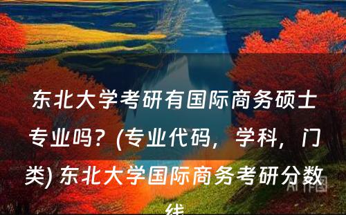 东北大学考研有国际商务硕士专业吗？(专业代码，学科，门类) 东北大学国际商务考研分数线