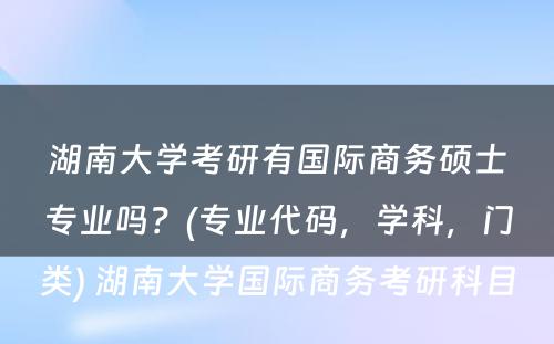 湖南大学考研有国际商务硕士专业吗？(专业代码，学科，门类) 湖南大学国际商务考研科目